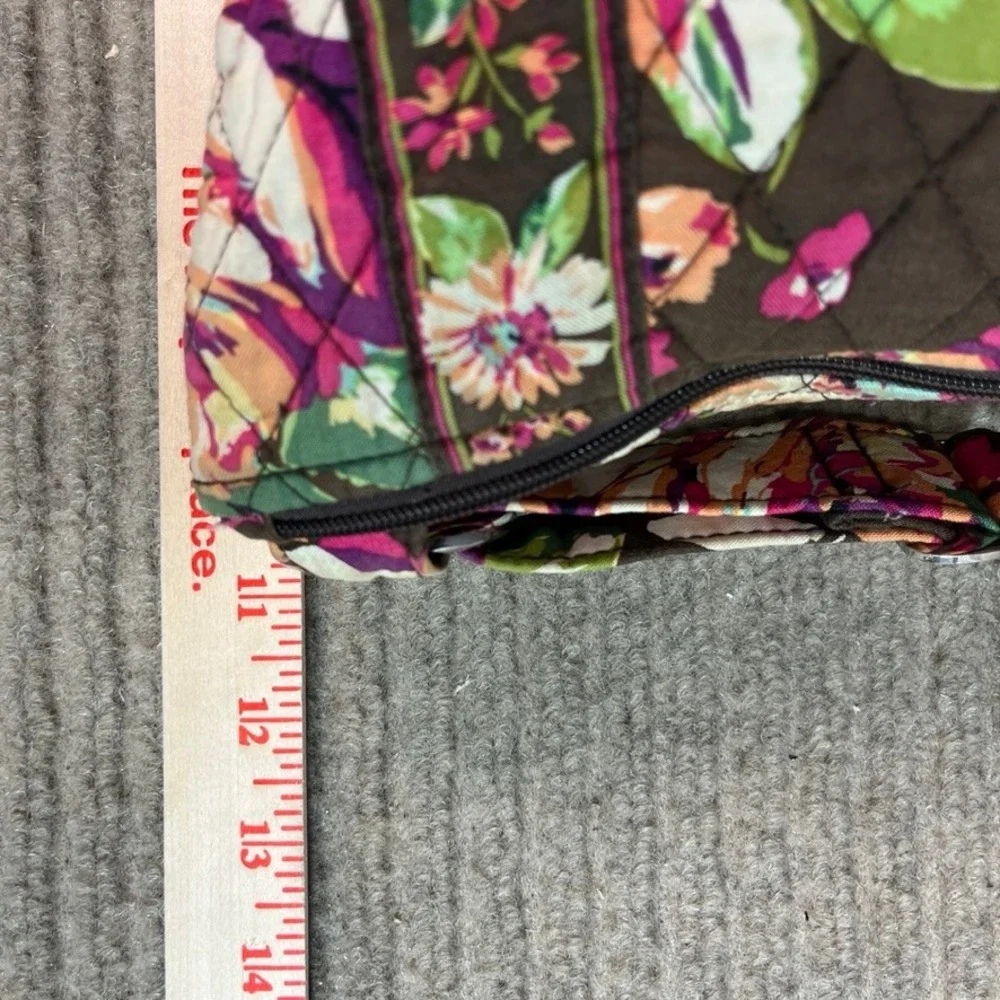 Vera Bradley Plum Crazy Floral Quilted Cotton Crossbody Bag Brown Purple Pink